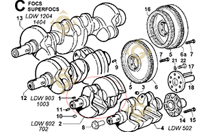 Spare parts Conical Cranckshaft 1051104 For Engines LOMBARDINI, by marks LOMBARDINI