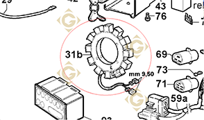 Spare parts Stator for Altenator 2 thread 8565090 For Engines LOMBARDINI, by marks LOMBARDINI