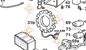 Pièces détachées Stator pour Alternateur 2fils 8565090 Pour Moteurs Lombardini, de marque Lombardini