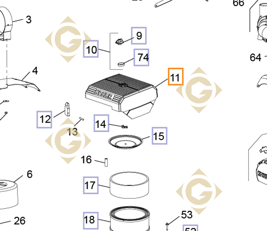 Air Filter Top k2406999s engines KOHLER GDN INDUSTRIES